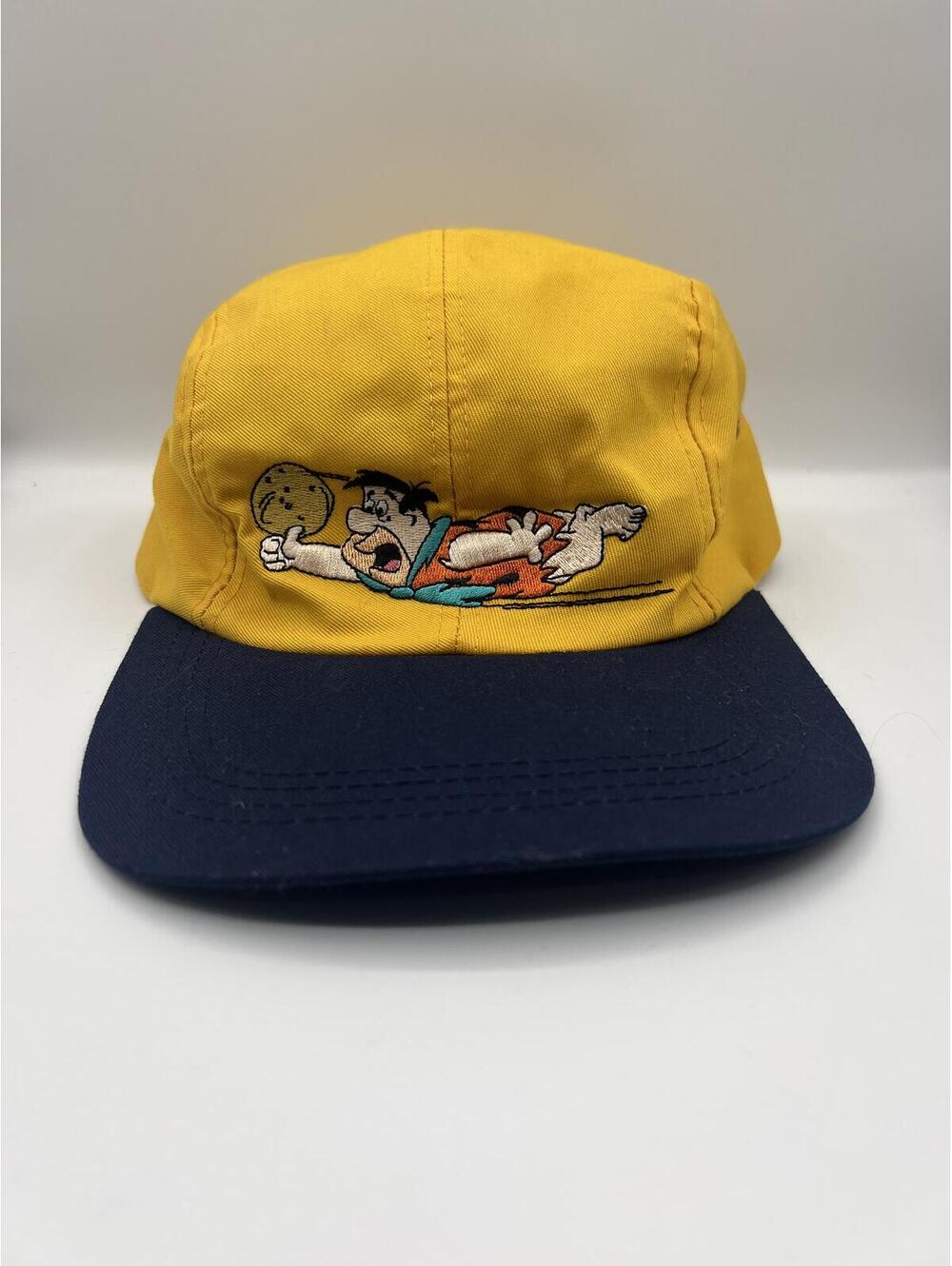 Vintage Flintstones Fred Flintstone Snapback Hat Yellow Blue Cap USA - Picture 2 of 6